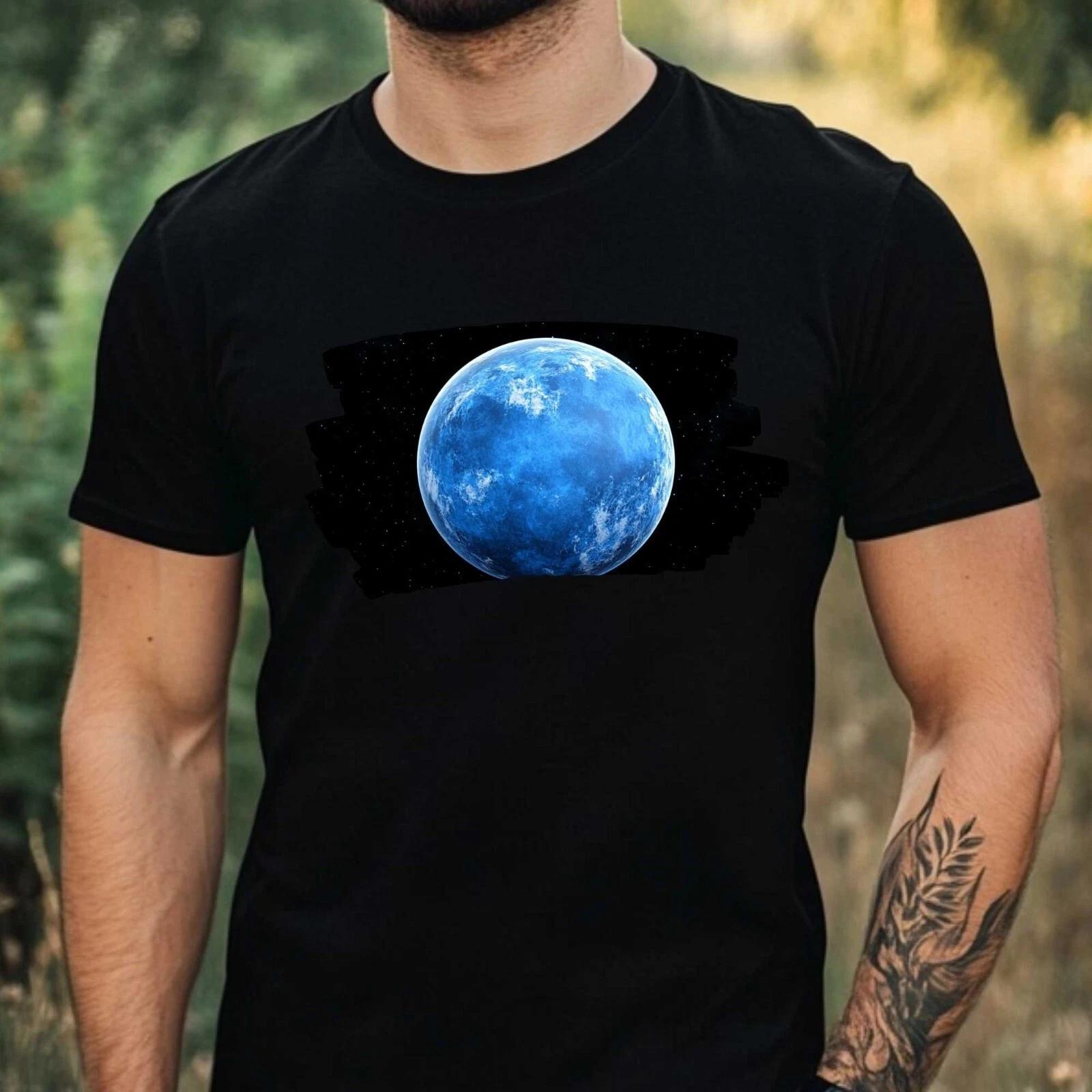 T-Shirt Herren Blauer Planet Motiv Baumwolle Größe XS bis 5XL XL