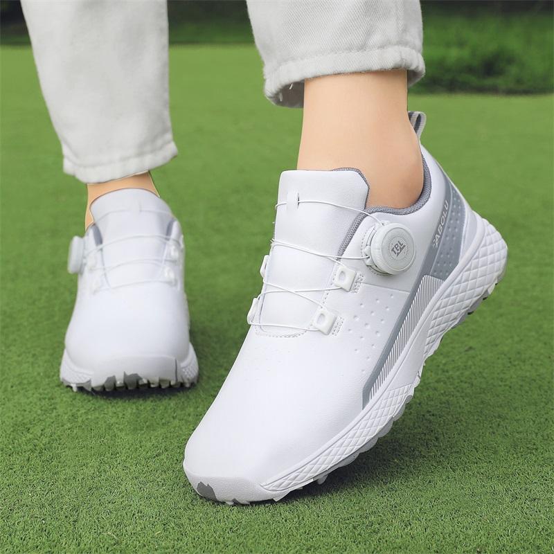 Damskie Buty Golfowe Profesjonalne Skórzane Trampki Duży Rozmiar Outdoorowe do Chodzenia Płaskie Miękkie Modne Golfer