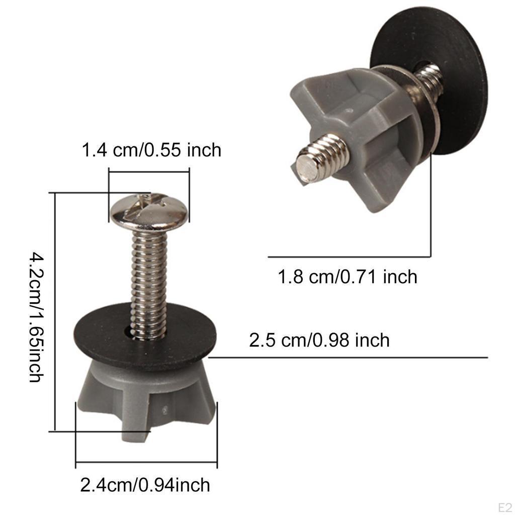 2Pcs Toilet Seat Bolts Repair Parts Accessory Stable Mounting Fits 1-1.5cm Holes Anti Slip Rubber