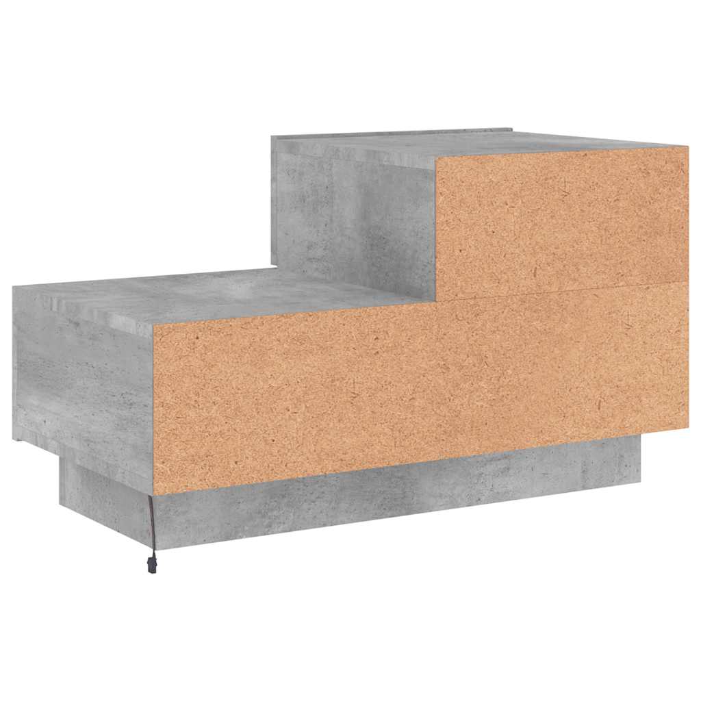 Nightstand with LED Lights Concrete Grey 70 X 36 X 40.5 Cm