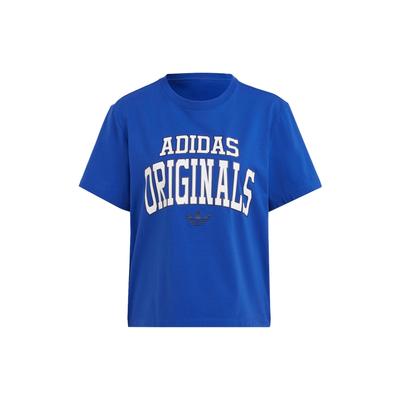 Originals Kleeblatt-Logo Print Sport-T-Shirt Damen Tops Fluoreszierend-Blau IC5982