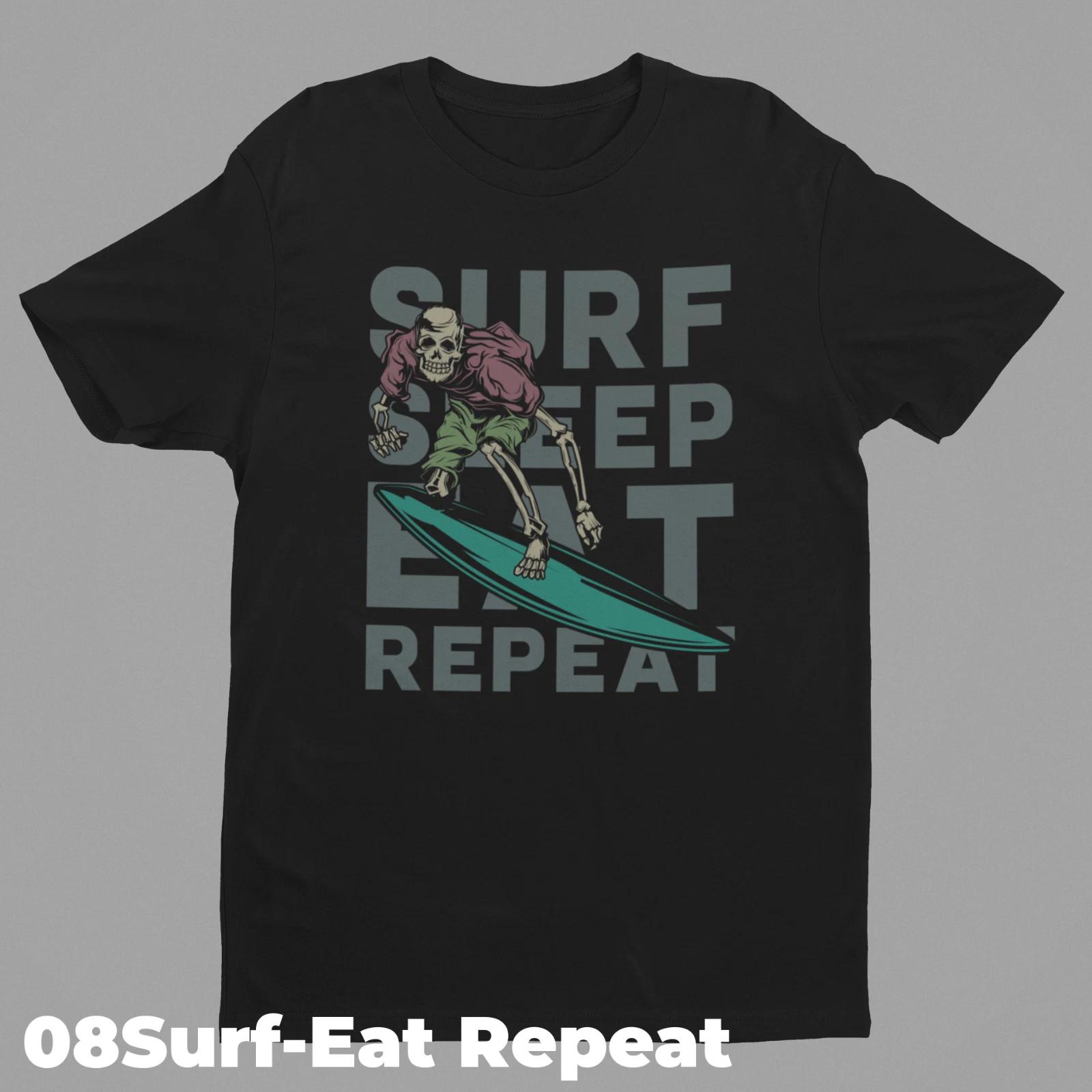 Surfing Retro T-Shirt Designs 08SURF-Eat repeat S