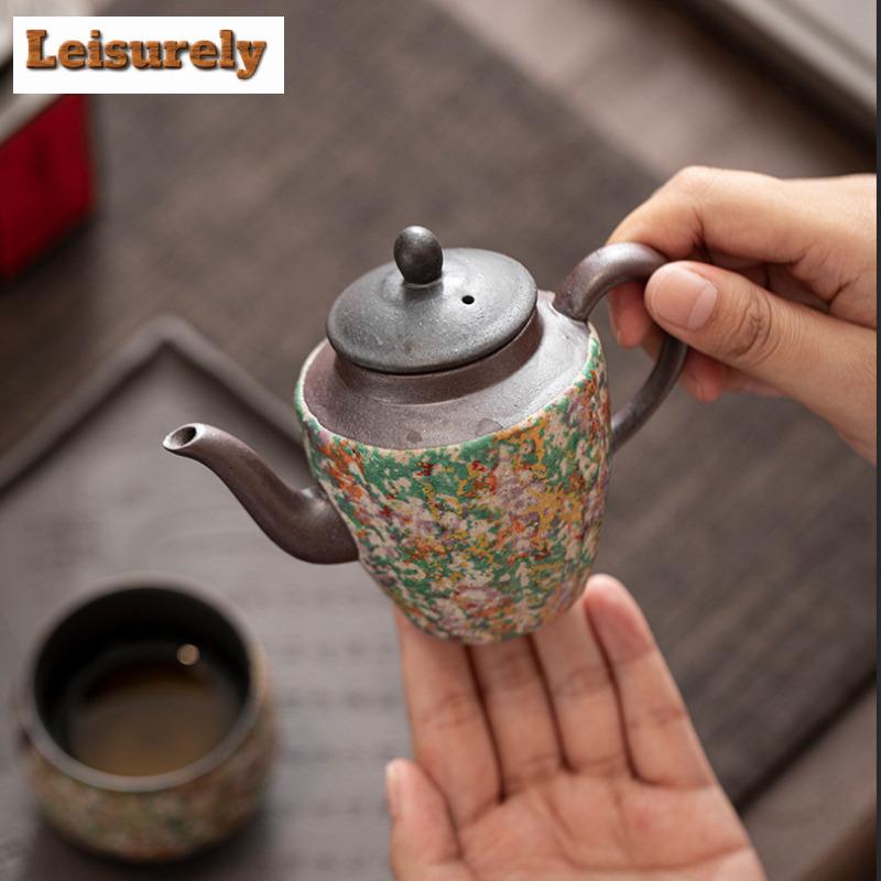 150ml Rock Painting Time Teapot Vintage Tea Infuser Pot Tea Brewing Kettle With Ball Hole Chinese Tea Set Supplies Collection