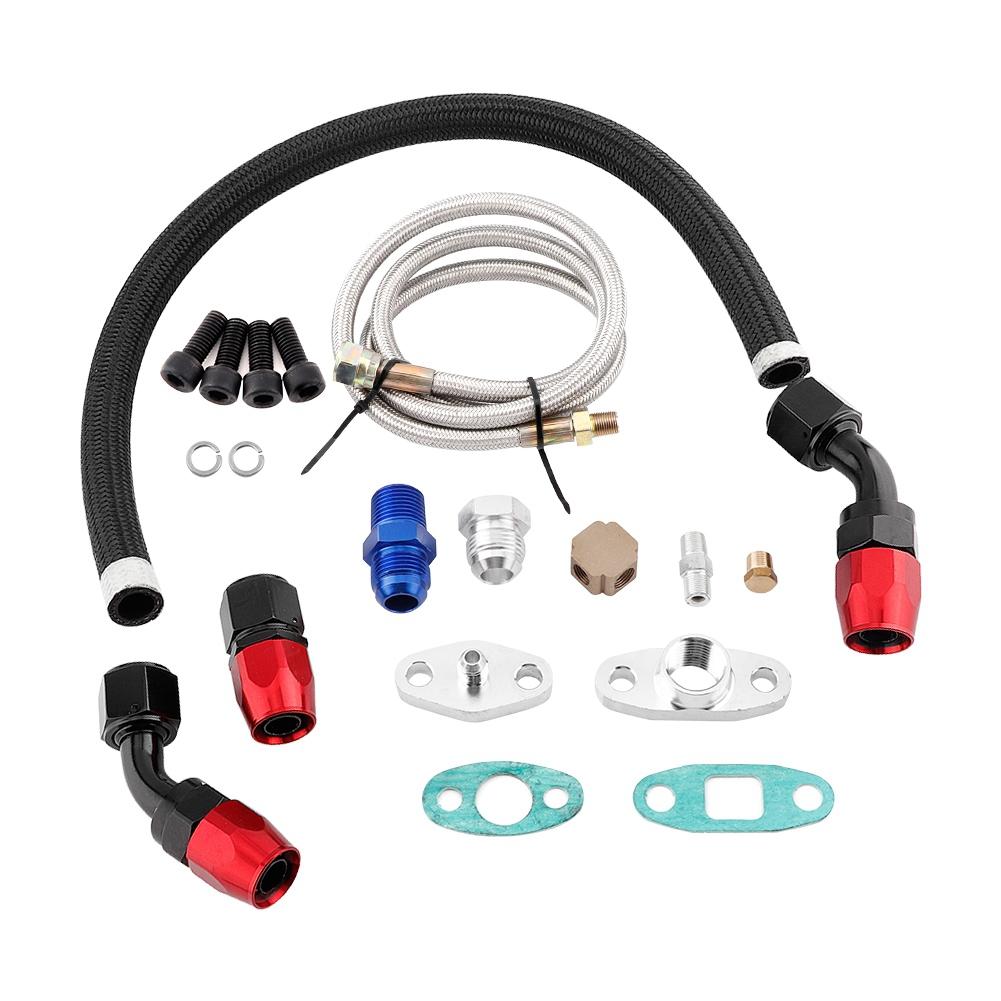Oil Feed Return Line Kit High Performance CNC Aluminum Stainless Steel Adapter Flange Compatible with T3 T4 T70 T66 Ht Pressure Resist
