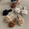 Retro Bow Girls Casual Fluffy Shoes Autumn and Winter Fashion Versatile Slippers Easy To Wear Comfortable Versatile One-word Drag
