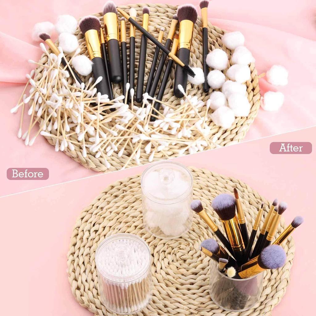 Plastic Cotton Swab Ball Holder Transparent Cosmetic Storage Box Bathroom Container Dispenser