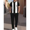 3D Navy Anchor Pattern Men's Set Summer Crew Neck Short Sleeve Shirt With Casual Trousers Two-Piece Set Casual Men's Set