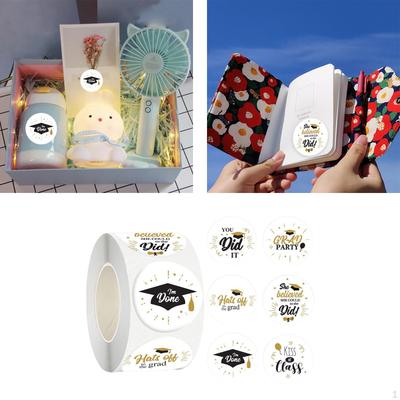 500pcs 2.5cm Graduation Label Stickers, Graduate Theme Sticker, Party Favor Sticker Set