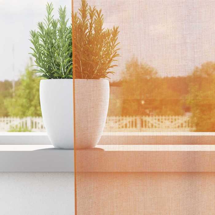 VidaXL Rideaux en voile avec boucles 2 pcs orange 140x260 cm, rideau en filet, rideau transparent, voile de fenêtre, 4102285