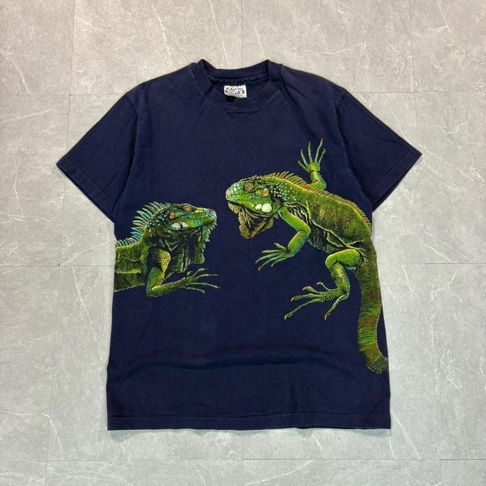 90s Hanes navy blue iguana graphic nature tee Size S #retro #graphictee Unisex T-Shirt S