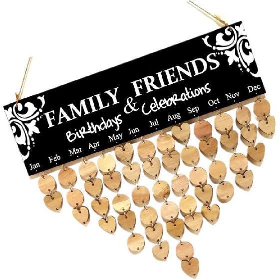 

Happyyami 102 шт. Деревянный настенный календарь дней рождения, доска-напоминание о годовщинах, настенные украшения с бирками-сердечками для дома, вечеринки