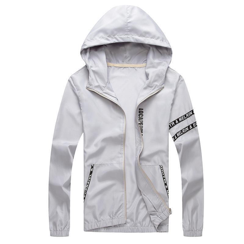 

Men s Striped Summer Lightweight Jacket Hooded Casual Jacket Outdoor Windproof Fishing Jacket 4XL сірий