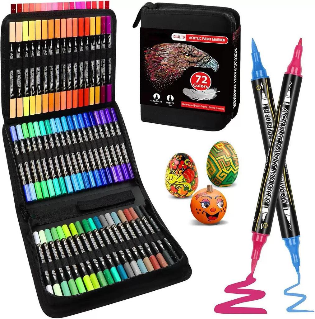 Double-Headed Acrylic Marker: Layered Doodle Pen Tip, Quick-Drying, Waterproof, Colored Marker.