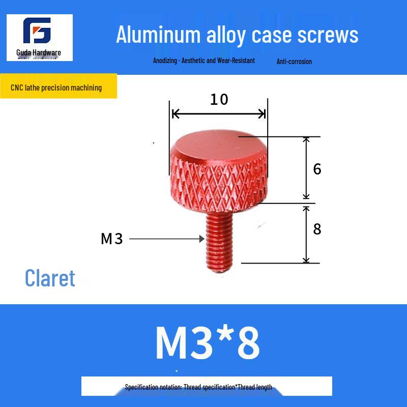 Knurled Aluminum Alloy Hand-Tightening Knob - M3M4M5M6M8 Sizes.