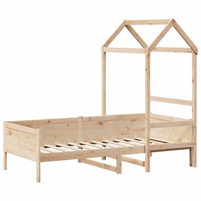 VidaXL Lit de jour avec toit 80x200 cm bois de pin massif, canapé-lit, canapé-lit de jour, lit de nuit, lit d’invité, lit 3282254