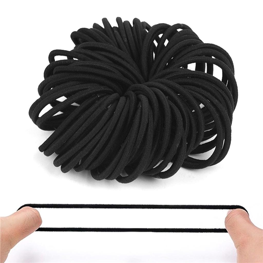 100 Pack Black Elastic Hair Bands No Metal Ponytail Holders for Women Men Girls and Kids Gentle and Convenient