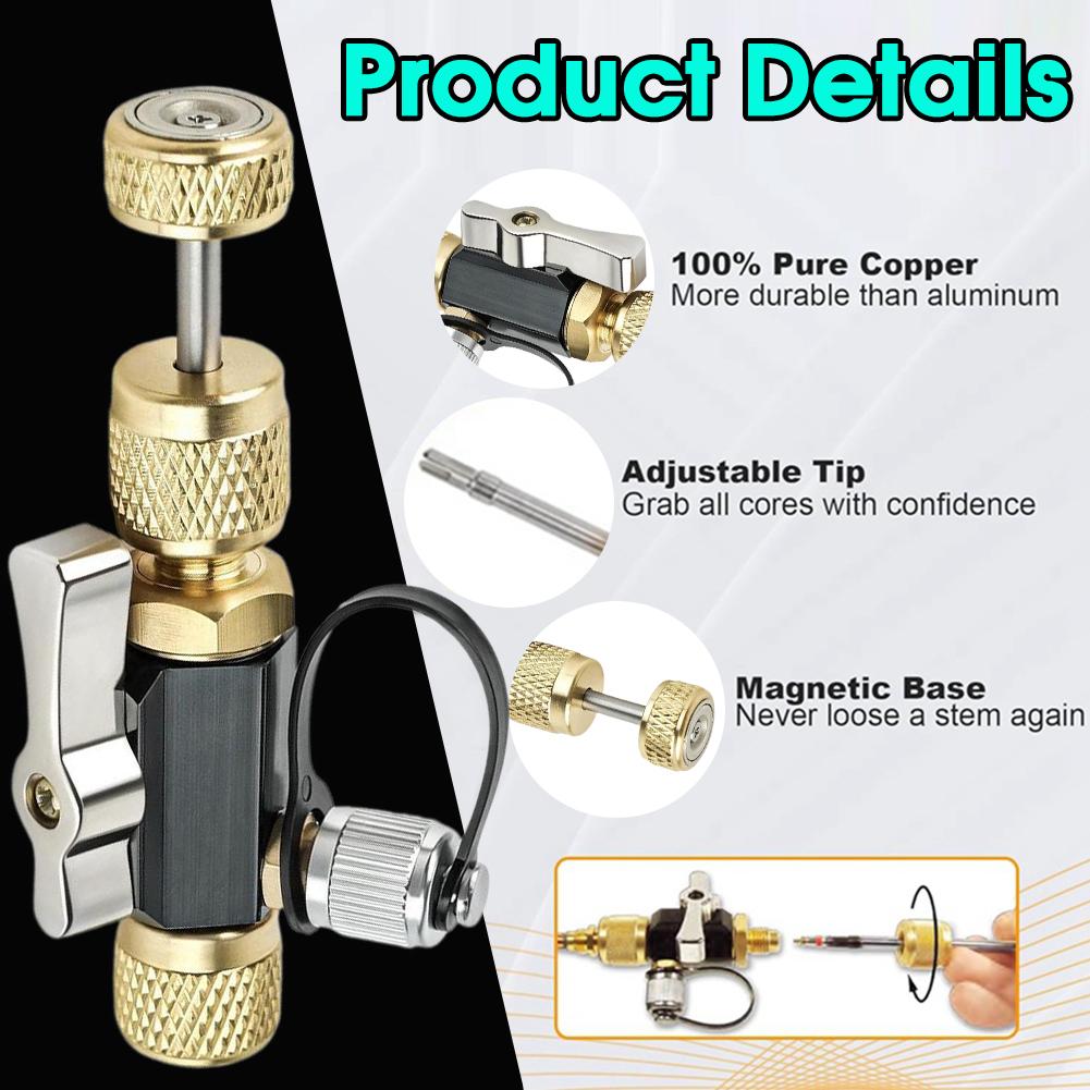 ABUG-HVAC Valve Core Removal Tool, 1/4 Inch Vacuum-Rated Valve Core Removal Tool,Works With All Refrigerants,HVAC Tools