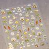Cute Animals Bear Dog Cake Sweet Cherry Grid Bowknot Star Line Fruit Relief Self Adhesive Nail Art Stickers 5D Manicure Decals