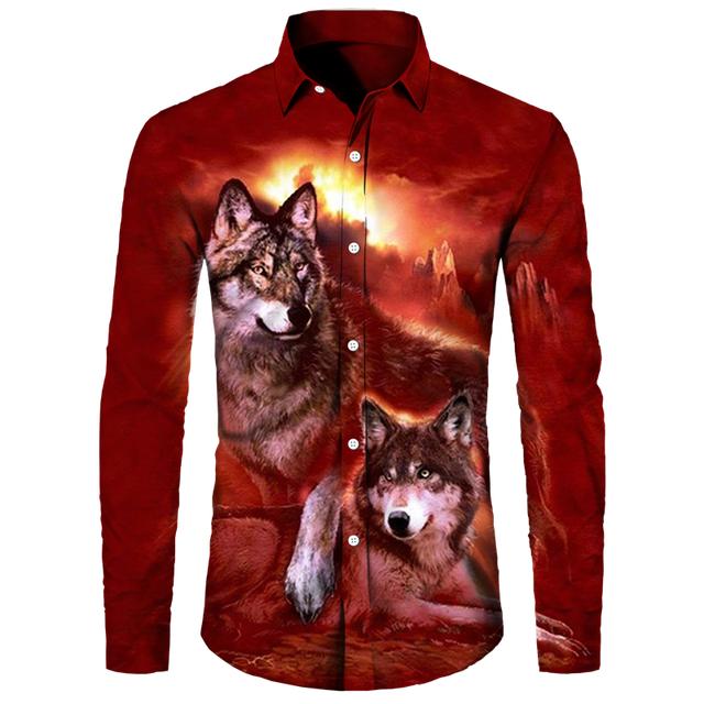 Мужские рубашки с 3D принтом Cool Wolf — фото 27