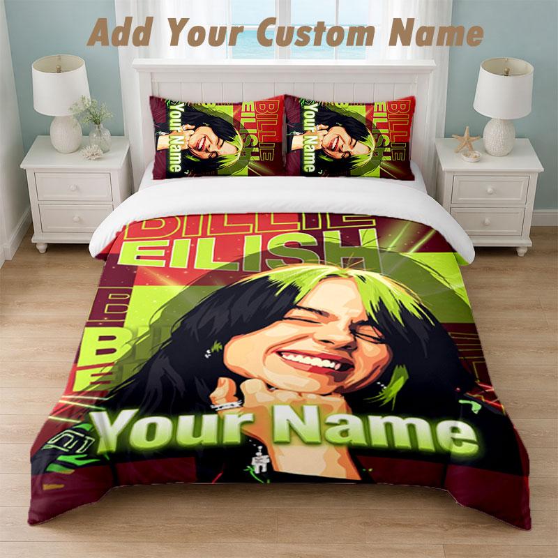 Sengetøjssæt 1 Dynebetræk 2 Pudebetræk Billie Eilish Print Blødt Sengetøj Soveværelsesindretning