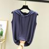 Spring Summer Women's Sleeveless Modal Vest Hooded Sweatshirt - Plus Size Slimming Loose Fit