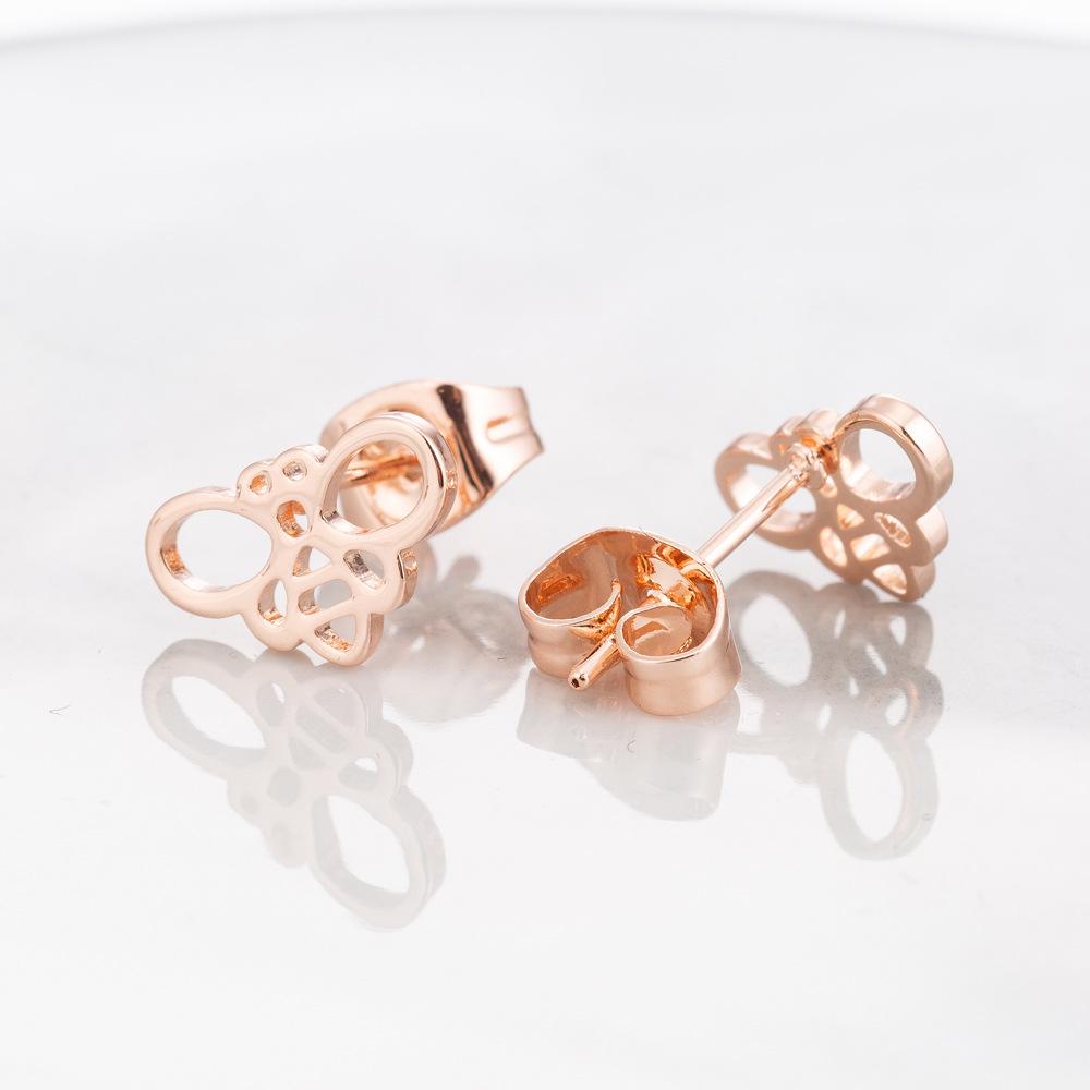 Women's Japanese-Korean Style Bee Stud Earrings - Stainless Steel Hollow Insect Ear Bone Studs