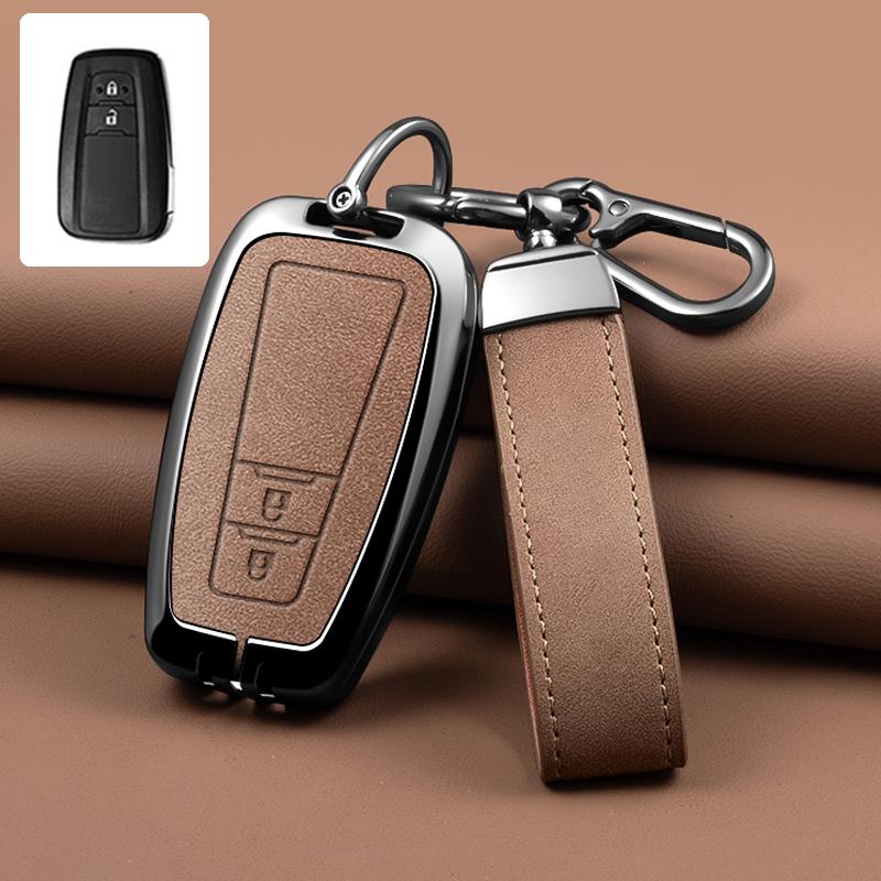 Zinc Alloy Leather Car Key Cover Housing Key Fob For Toyota Prius Camry Corolla C-Hr Chr Rav4 Land Cruiser Prado Key Fob