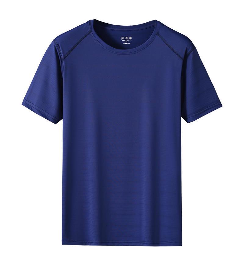 Men's Short Sleeve Ice Silk Crew Neck T-shirt - Custom Logo, Loose Fit, Trendy Casual Wear