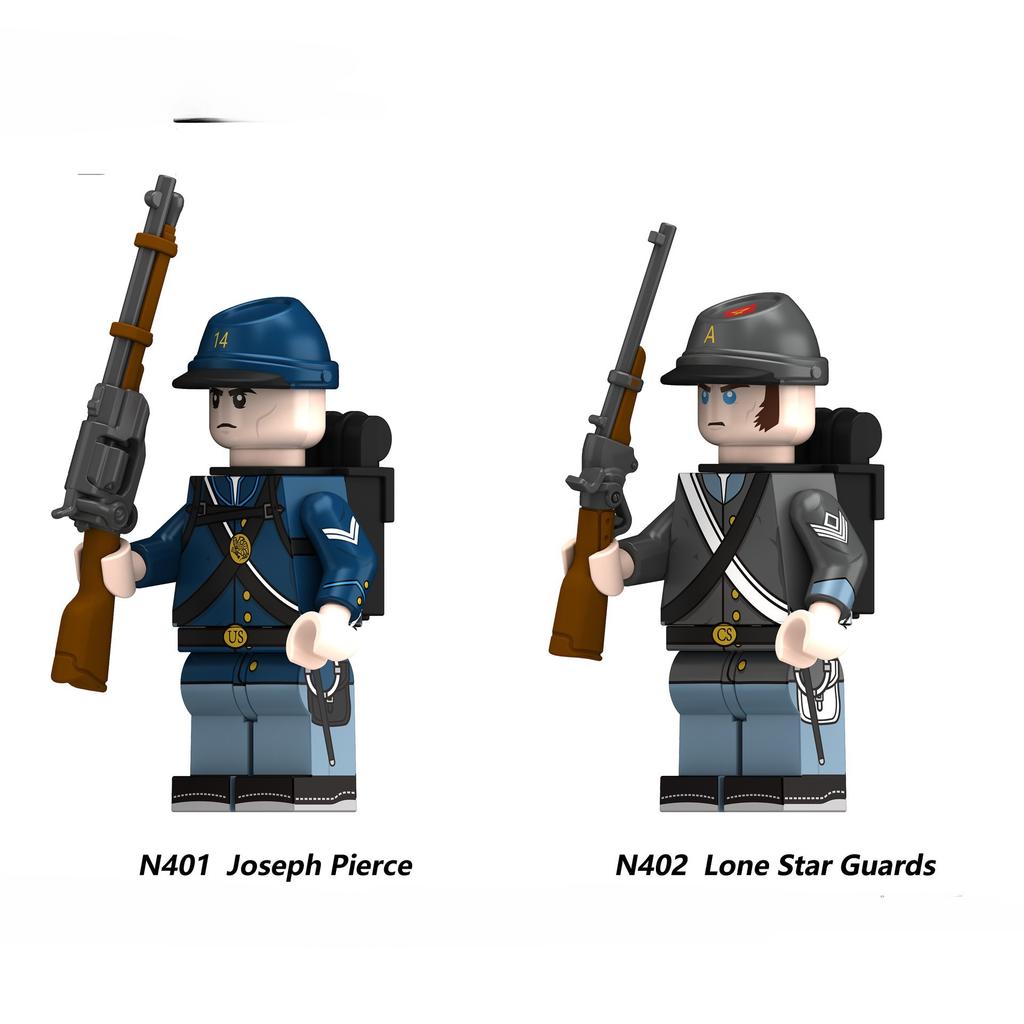 Mittelalterliche Kriegsburg Miliz Amerikanischer Bürgerkrieg Soldaten Baustein Figur Soldat Waffe Spielzeug