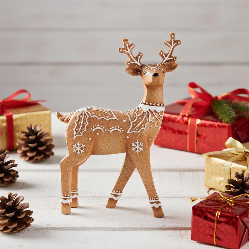 Christmas Deer Figurines Glitter Elk Statue Resin Deer Christmas Decor For Living Room Bedroom Photo Prop Home Nursery Bookshelf