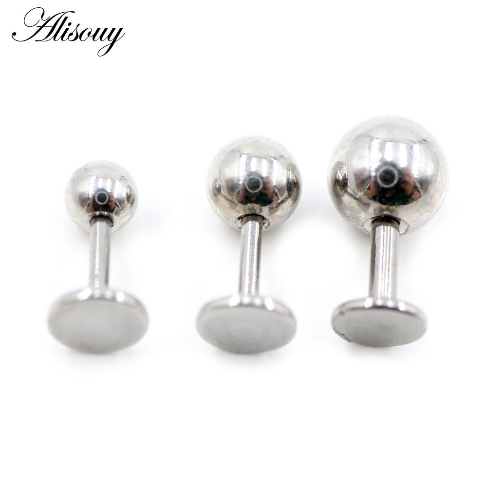 Alisouy 2ks 4mm gulička z nehrdzavejúcej ocele 16G/20G Tragus Helix Labret krúžky na pery Stud Chrupavka Piercing do uší Šperky na telo