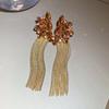 Luxury Silver Needle Diamond Flower Tassel Earrings Women's Style Premium Dinner Earrings Personalized Design Earrings