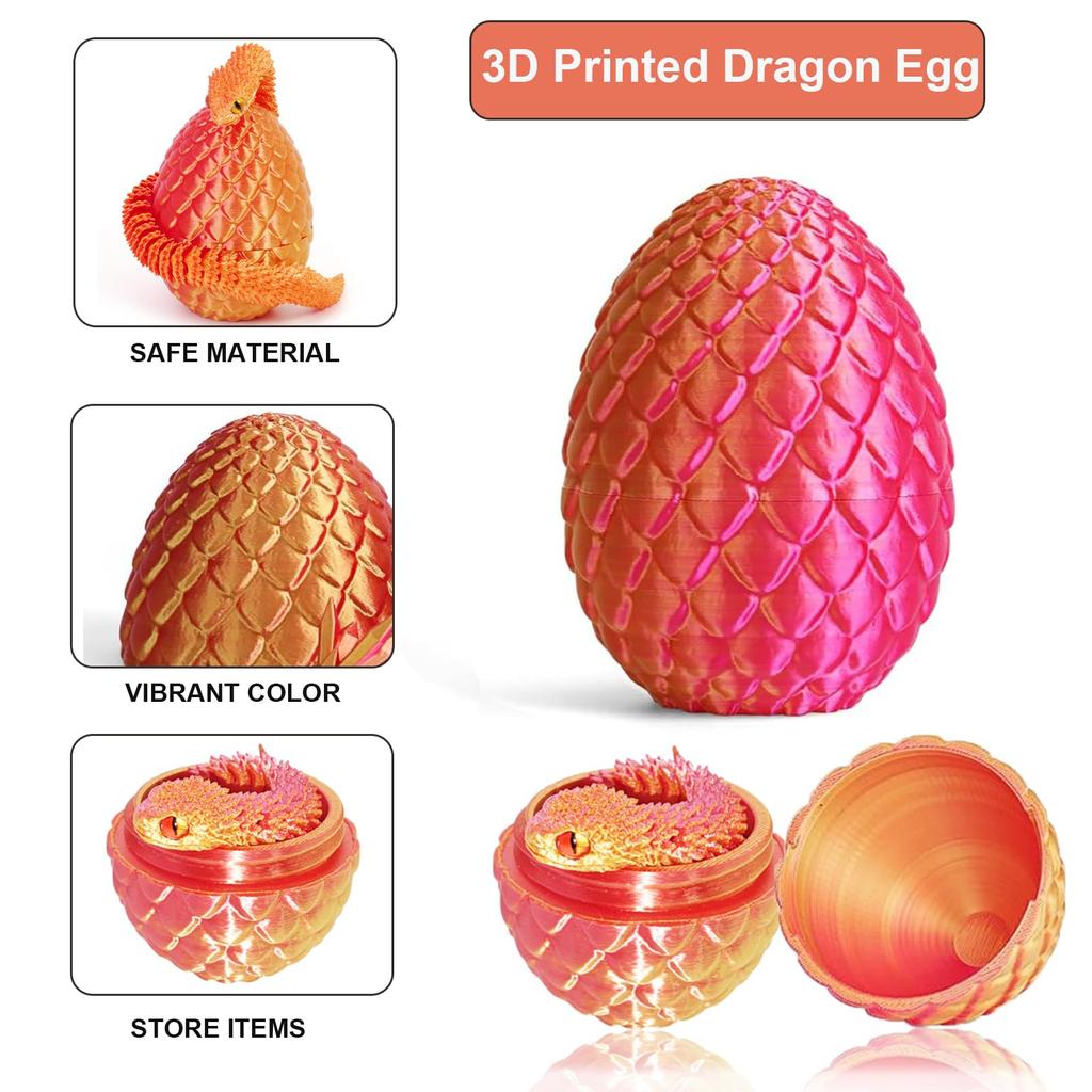 3D Printed Snake Egg and Dragon Egg Toys Fully Articulated Snake Dragon Collection Surprise Simulation Toy Decoration