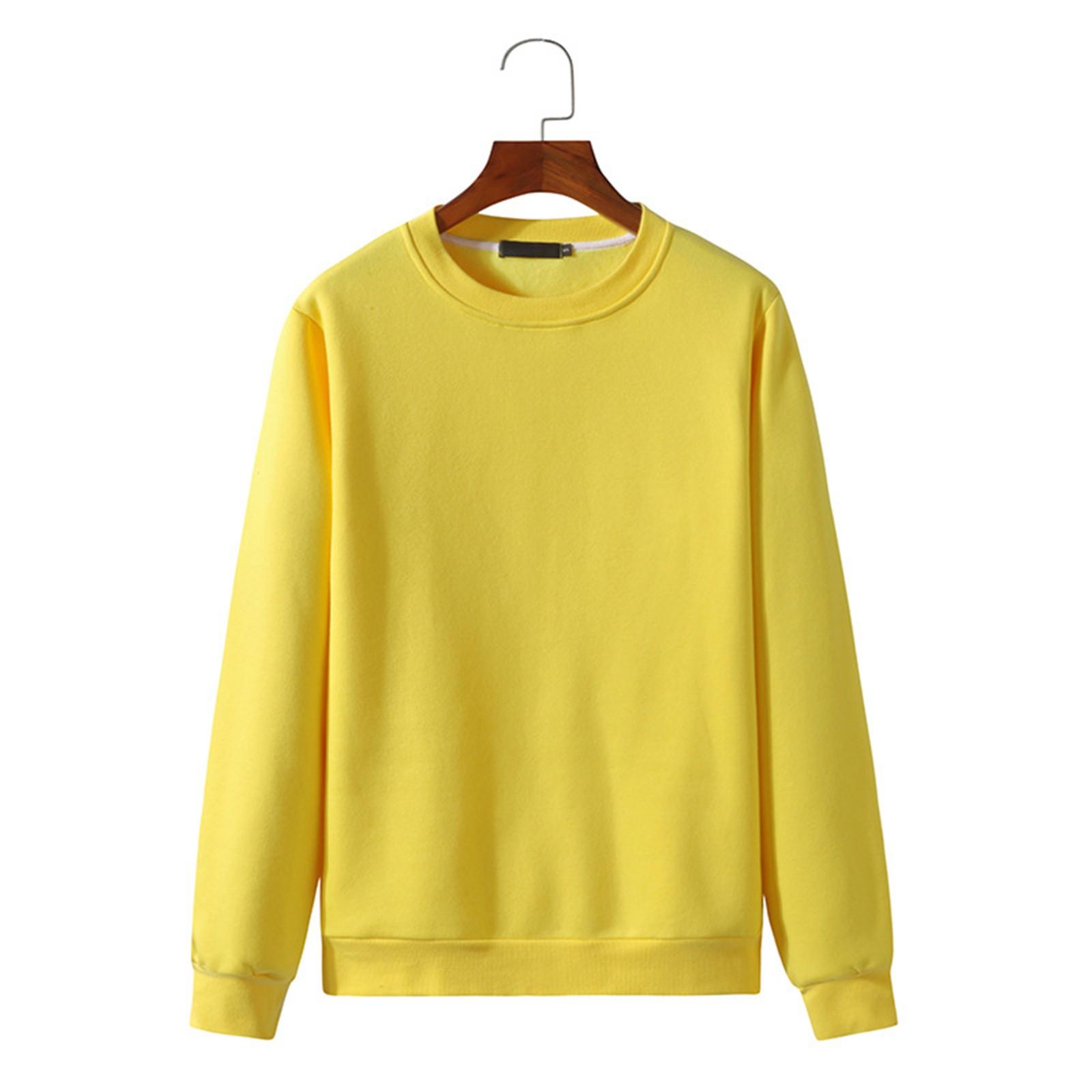 

Мужской базовый цветной свитер с круглым вырезом, свободная повседневная молодежная толстовка с капюшоном XL жёлтый