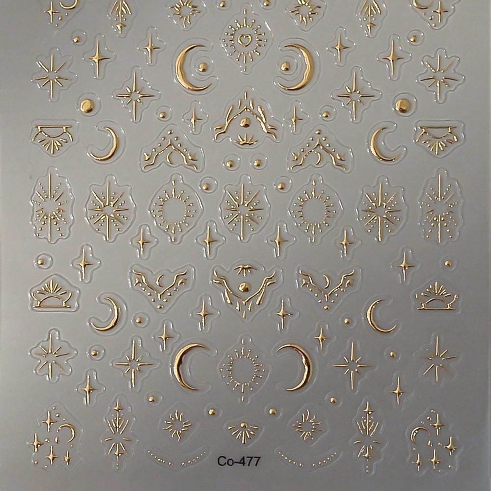 Popular Hot Stamping Embossed Eyes 5D Three-Dimensional Nail Stickers, DIY Hot Stamping Sun Heart Star Moon Nail Stickers