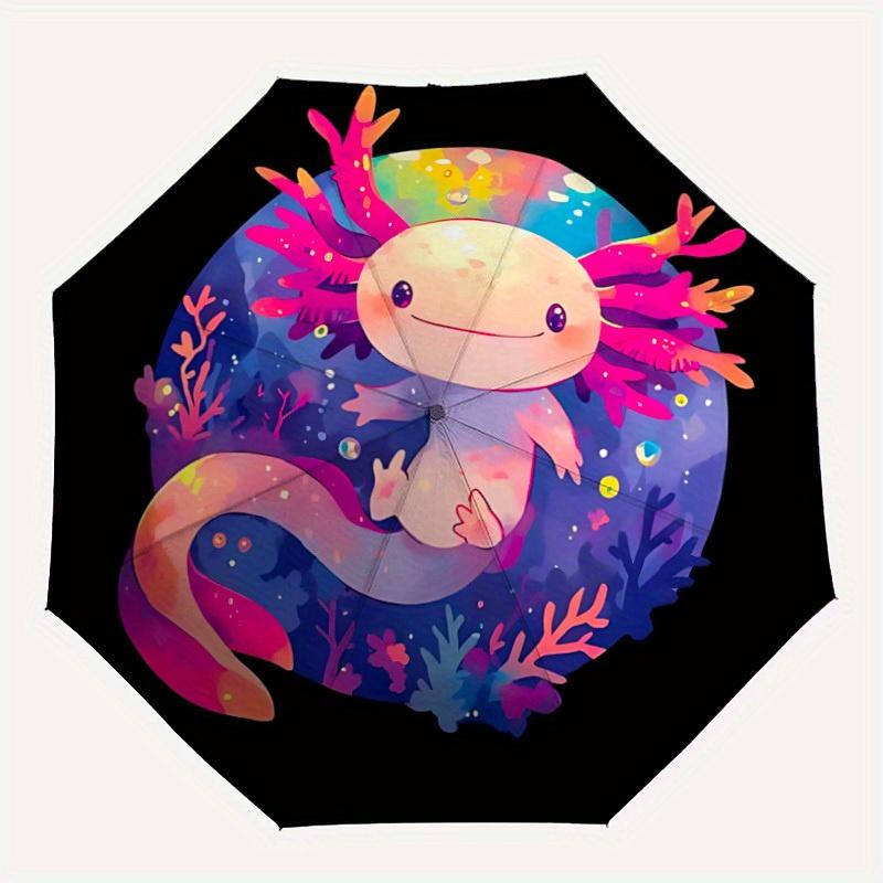 

1pc Axolotl Marine Giant Salamander Auto Open/Close Cute Umbrella - Compact Travel Umbrella, 8-Rib Heavy-Duty Construction, Ideal Gift, Outd