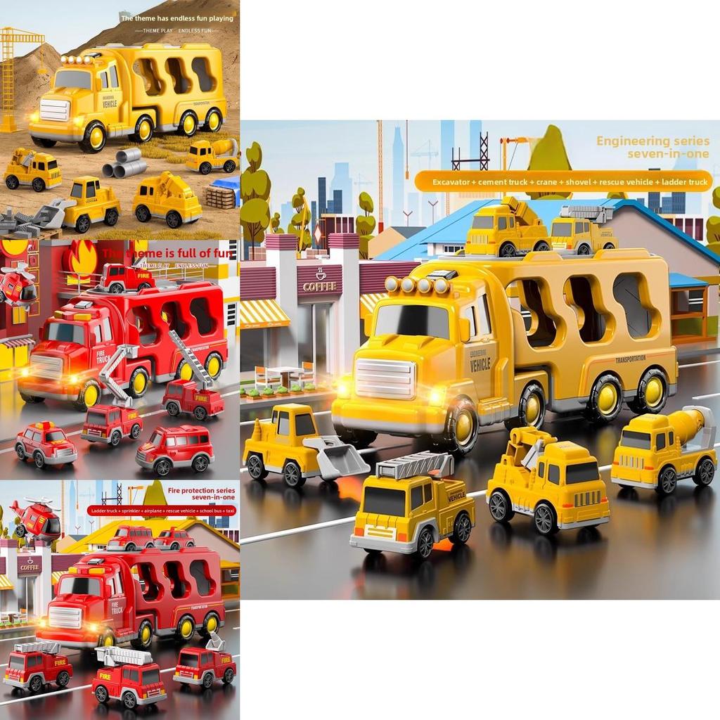 Fire Vehicle Toy Set With Flashing Lights And Music For Kids Playroom