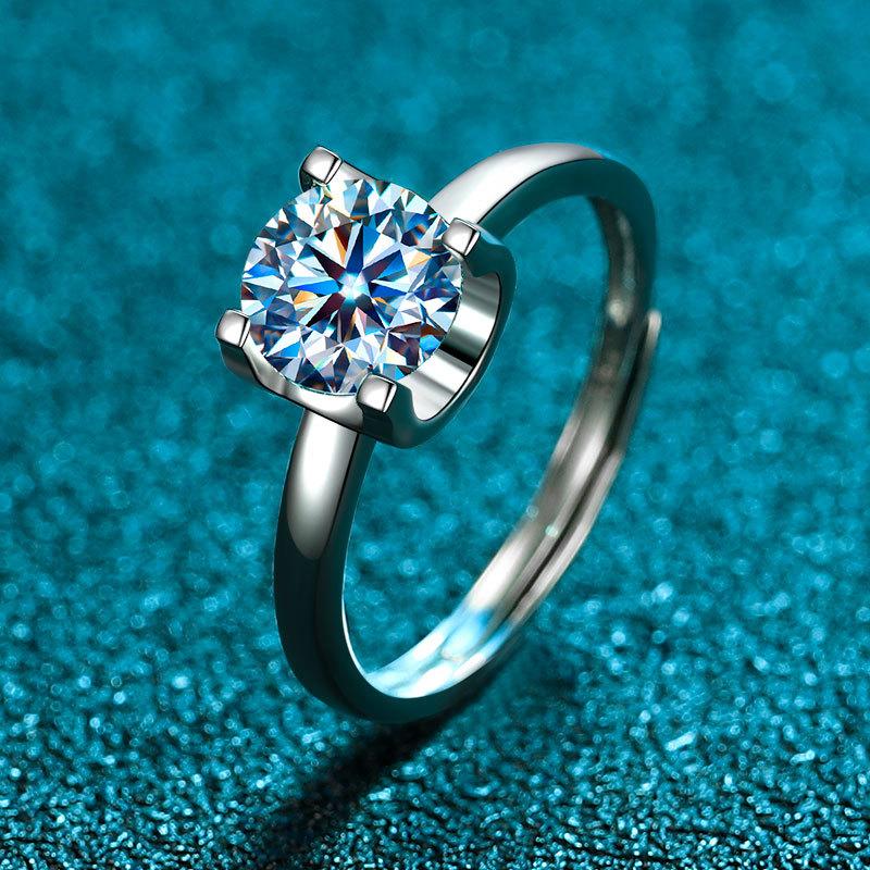 

Классическое кольцо с головой быка из стерлингового серебра S925, кольцо с бриллиантом в один карат и четырьмя бриллиантами, кольцо для пары с тонкой талией No. 9