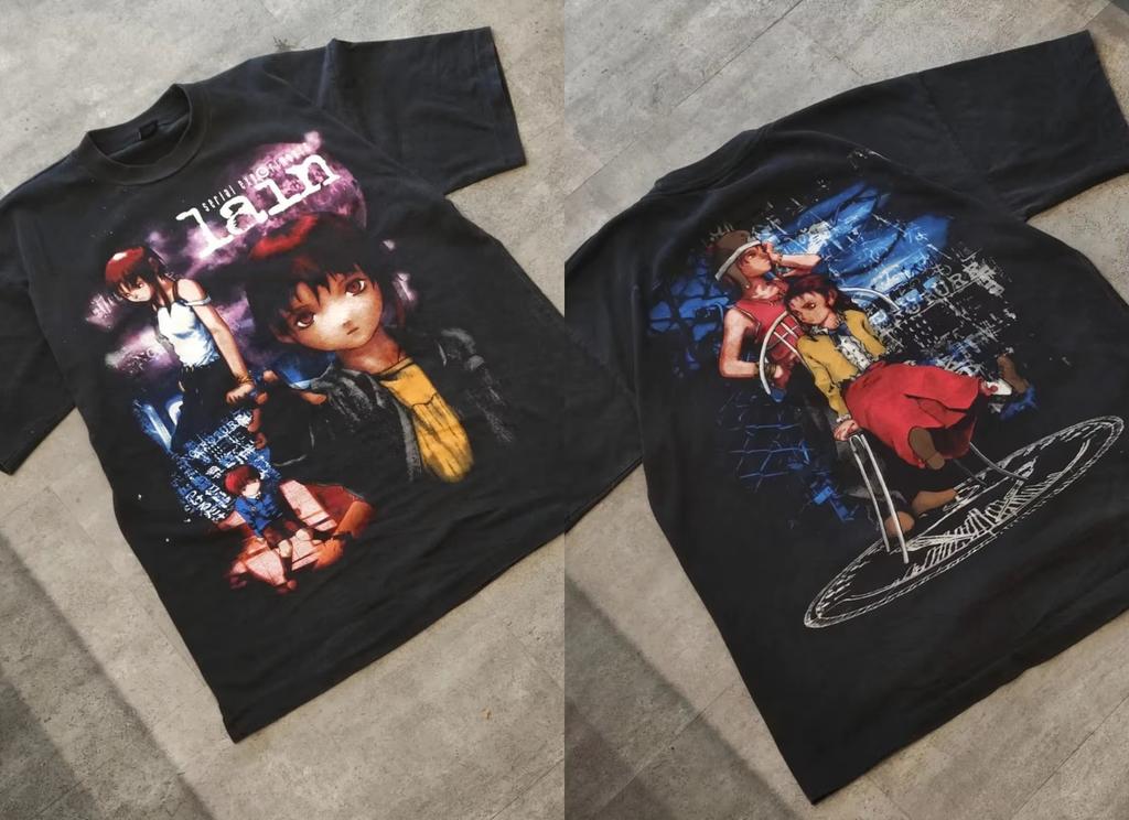 T-shirt Unisex Stile Street Y2K Larga Vintage Harajuku Girocollo Manica Corta Unisex E Unisex con Stampa Lain