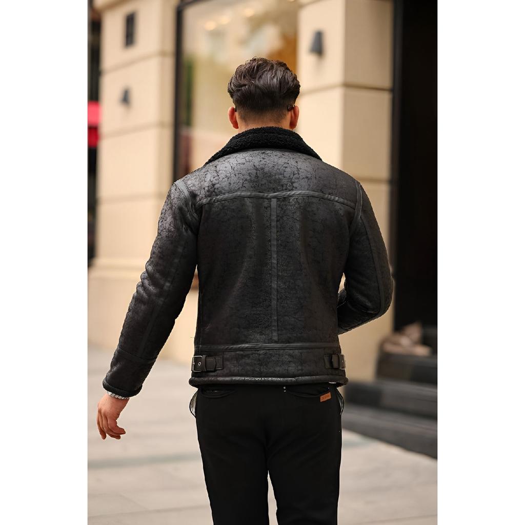 Men's Tan Color Napa Leather Cross Model Coat