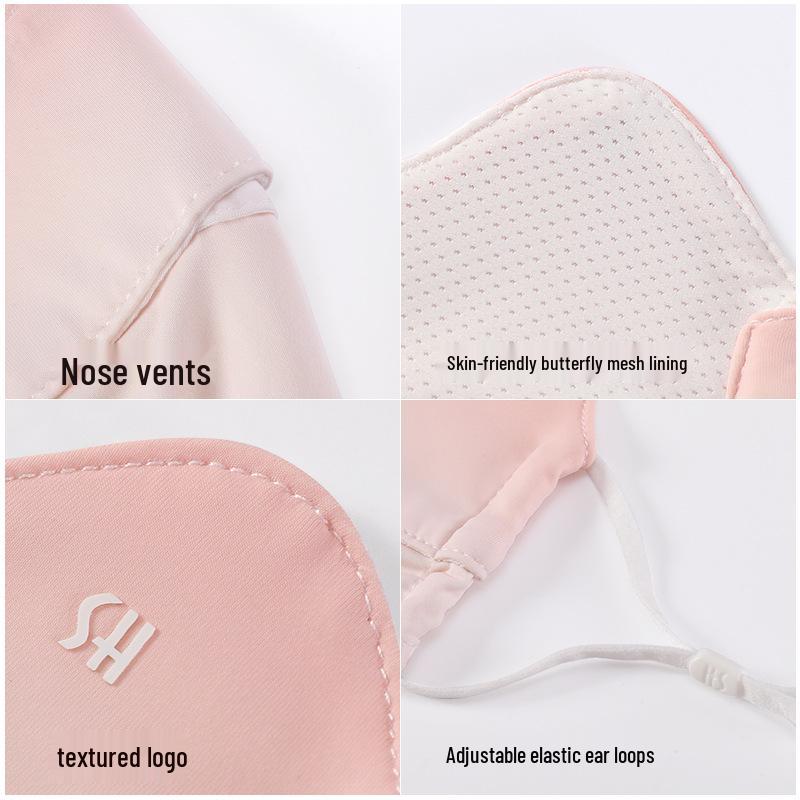 Women's UV Protection Ice Silk Cycling Mask with Blush Eye Corner, Sunscreen, and Breathable Summer Sunshade for a Slim Face