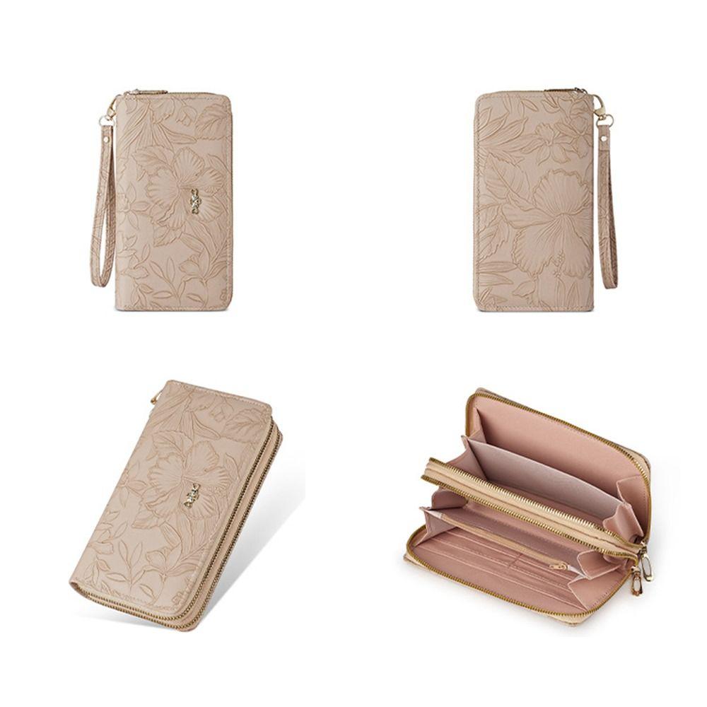 New Double Zipper Long Womens Wallet Large Capacity Multifunctional Clutch Bag Embossed Card Holder Purses Card Holder