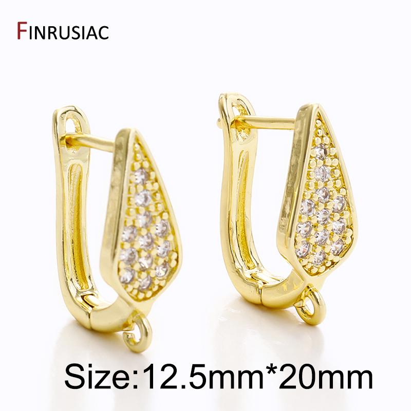 

DIY Women Zircon Earring Making Finding 18K Gold Plated Brass Basic Antiallergic Fixtures Ear Wire Fastener Hooks Accessories 1 pair