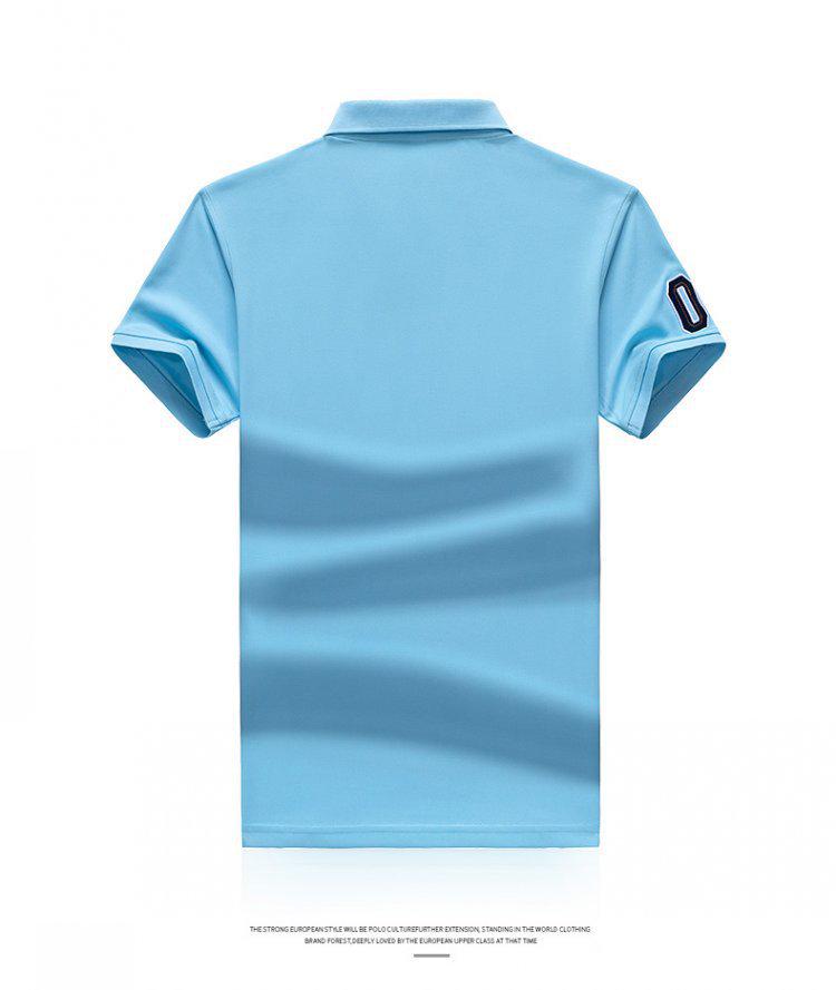 Men's Slim Fit Summer Polo Shirt - Solid Color, Short Sleeve, Embroidered Design