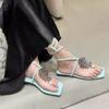 2025 new temperament French high heels women's shoes summer sandals wearing flip-flops flat bottom beautiful sandals