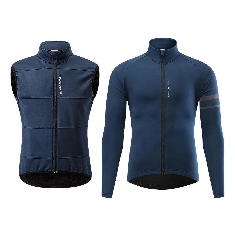 

WOSAWE Мужская спортивная одежда для верховой езды на открытом воздухе, ветрозащитный термофлисовый теплый жилет и куртка 3XL синий