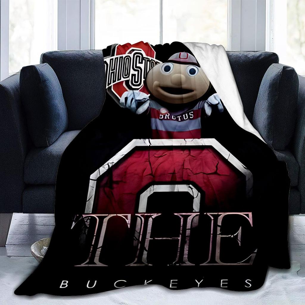 Ohio State University Potato Team Fleece Blanket - Vibrant Mascot Design, Soft And Comfortable Polyester Fiber, Suitable for All Seasons for
