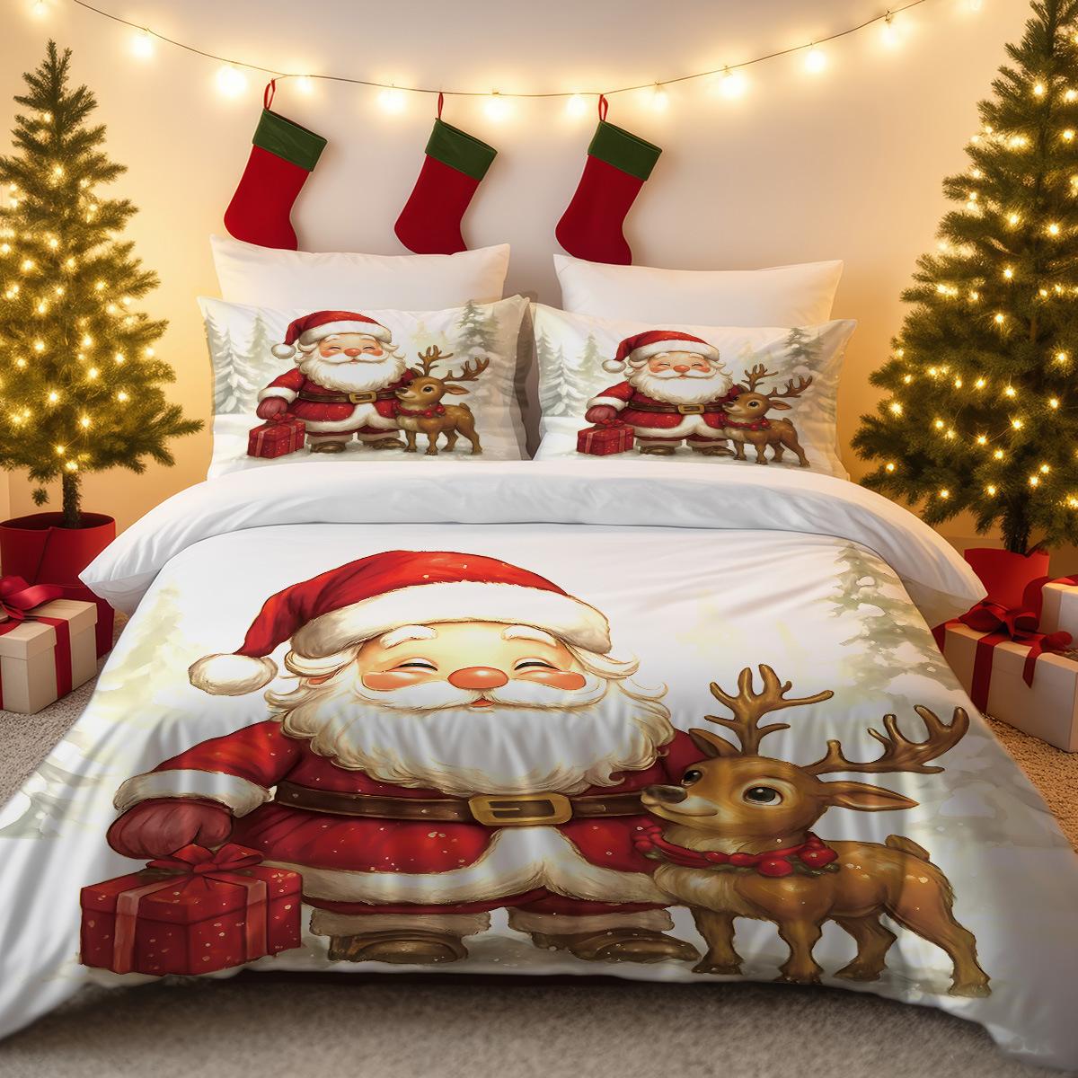

Трехпредметный пододеяльник Рождественское постельное белье Наволочка Санты Пододеяльник 135x200