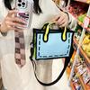 Simplicity Contrasting Colors Creative Crossbody Bags for Women  Drawing Handbags Nylon Ladies Shopper Bags