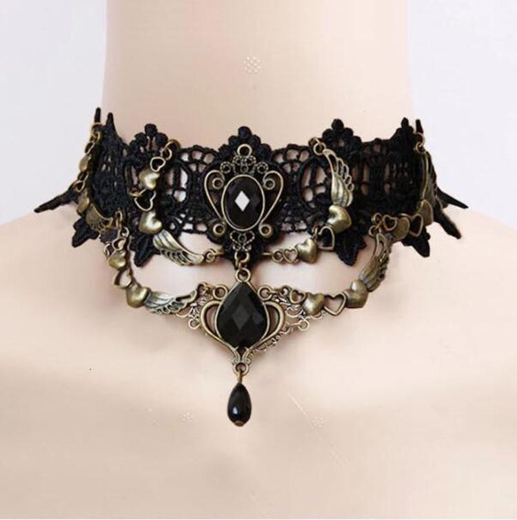 European And American Gothic Lace Collarbone Chain Women's Choker Simple Black Punk Accessory Collar